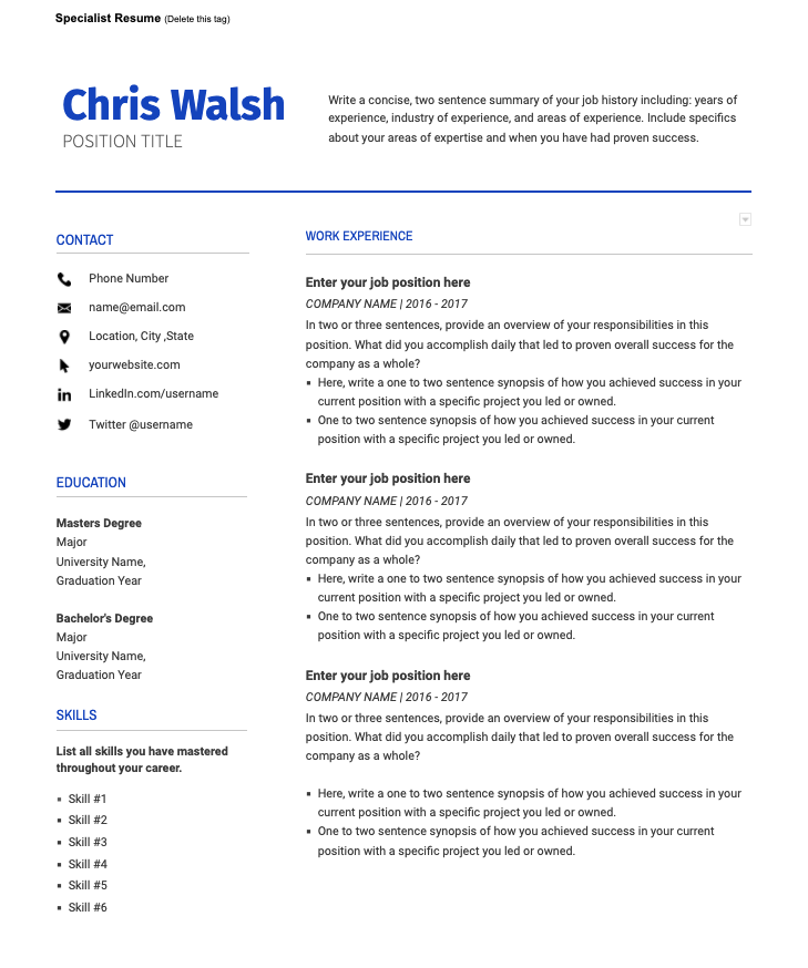 marketing resume format in word file free download